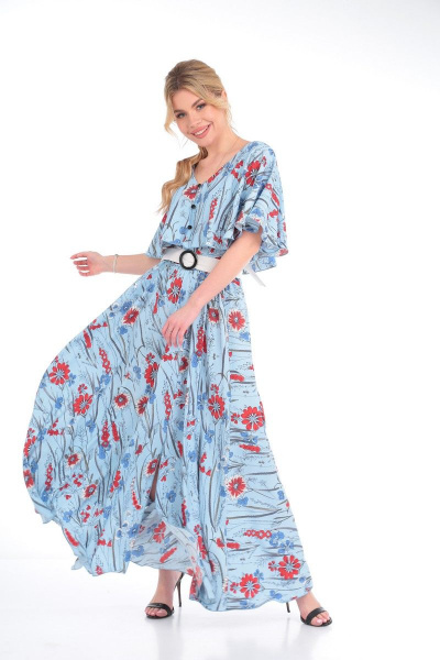 Платье, пояс Anastasia 892 голубой/молочный.пояс - фото 1