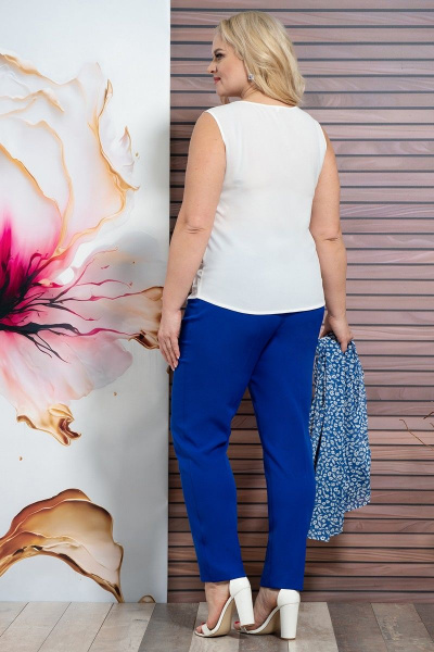 Блуза, брюки, кардиган Alani Collection 1849 голубой+василек - фото 4