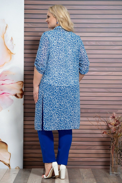 Блуза, брюки, кардиган Alani Collection 1849 голубой+василек - фото 2