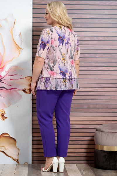 Блуза, брюки Alani Collection 1892 розово-фиолетовый - фото 4