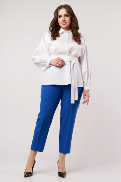 Блуза, брюки, пояс Andina city 9007 василек-белый - фото 2