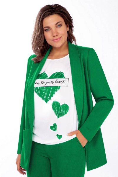 Блуза, брюки, жакет Ольга Стиль С-774 зеленый - фото 2