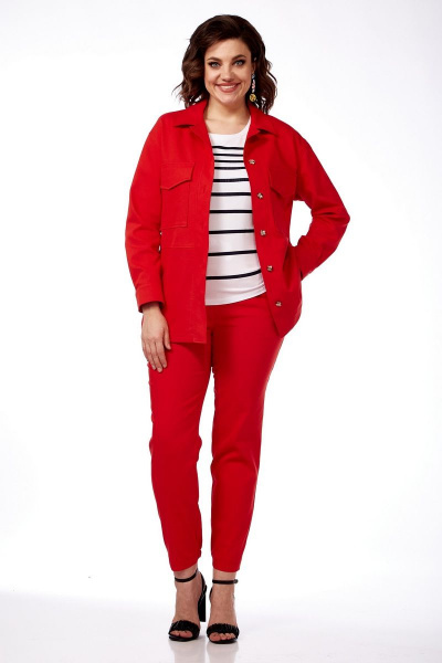 Блуза, брюки, жакет Милора-стиль 1074 красный - фото 1