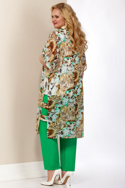 Блуза, брюки, кардиган Aira Style 533 зеленые_орхидеи - фото 5