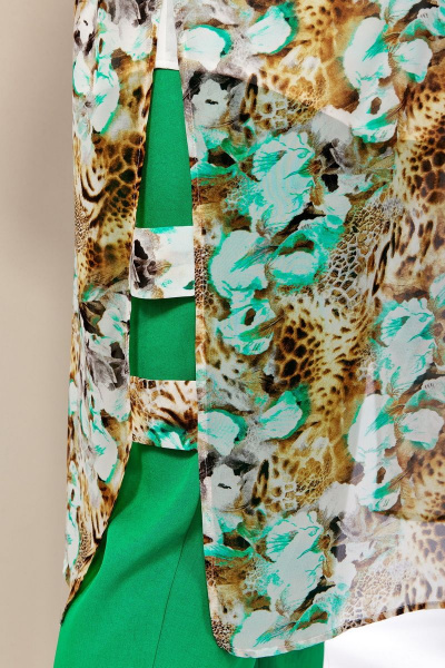 Блуза, брюки, кардиган Aira Style 533 зеленые_орхидеи - фото 3