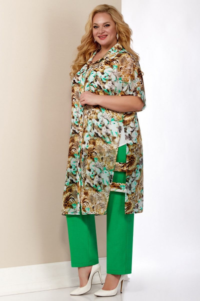 Блуза, брюки, кардиган Aira Style 533 зеленые_орхидеи - фото 2