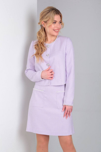Жакет, юбка Viola Style 2700-2 розовый - фото 1