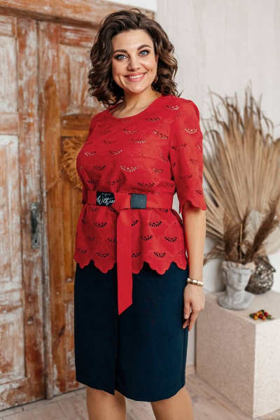 Блуза, юбка Romanovich Style 2-2348 красный/синий - фото 2