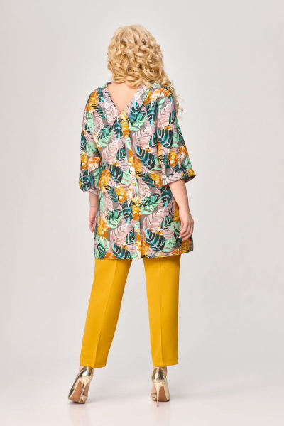 Блуза, брюки Svetlana-Style 1777 листики+горчица - фото 2