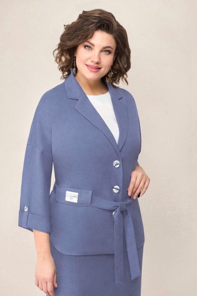 Блуза, жакет, юбка VOLNA 1283 т.голубой - фото 3