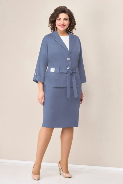 Блуза, жакет, юбка VOLNA 1283 т.голубой - фото 1