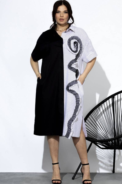 Платье SOVA 13120 черно-белый - фото 1