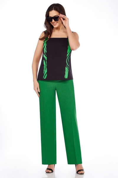 Блуза, брюки, жакет Милора-стиль 1090 зелёный - фото 2