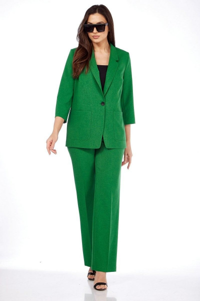 Блуза, брюки, жакет Милора-стиль 1090 зелёный - фото 1