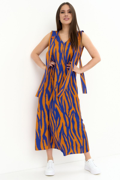 Платье Магия моды 2254 оранж-синий - фото 1