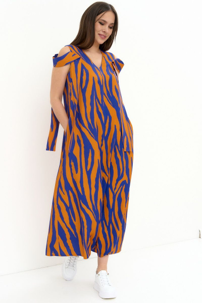 Платье Магия моды 2254 оранж-синий - фото 3