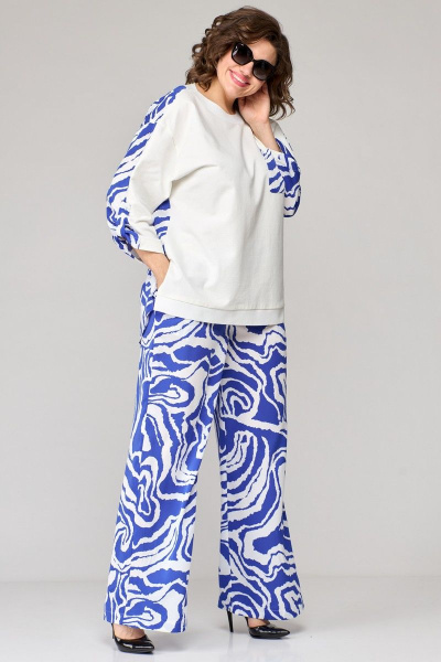 Блуза, брюки EVA GRANT 183 голубой/белый - фото 4