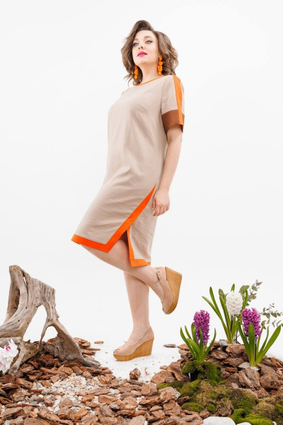 Платье Romanovich Style 1-2519 беж/оранжевый - фото 2