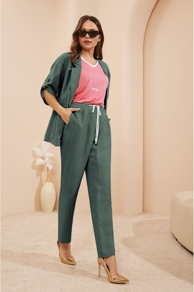 Блуза, брюки, жакет Lissana 4673 хаки-розовый - фото 8