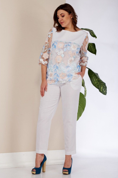 Блуза, брюки Anastasia 980 белый - фото 8