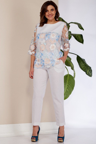 Блуза, брюки Anastasia 980 белый - фото 7
