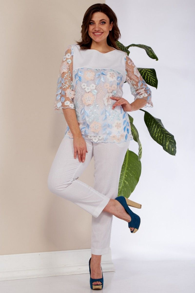 Блуза, брюки Anastasia 980 белый - фото 3