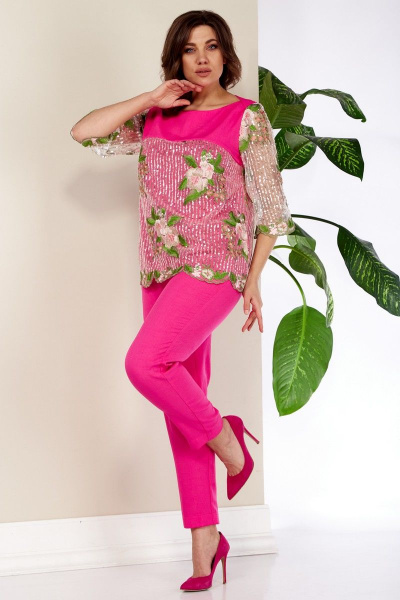Блуза, брюки Anastasia 981 ярко-розовый - фото 4