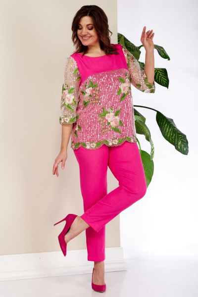 Блуза, брюки Anastasia 981 ярко-розовый - фото 3