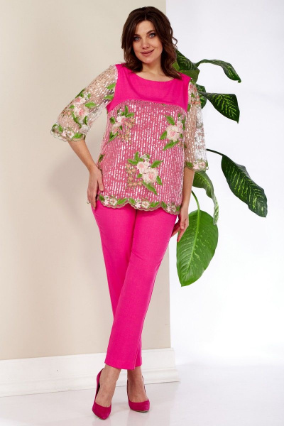Блуза, брюки Anastasia 981 ярко-розовый - фото 2