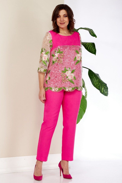 Блуза, брюки Anastasia 981 ярко-розовый - фото 1