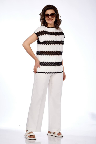 Блуза, брюки Vilena 881 бело-черный+белый - фото 5