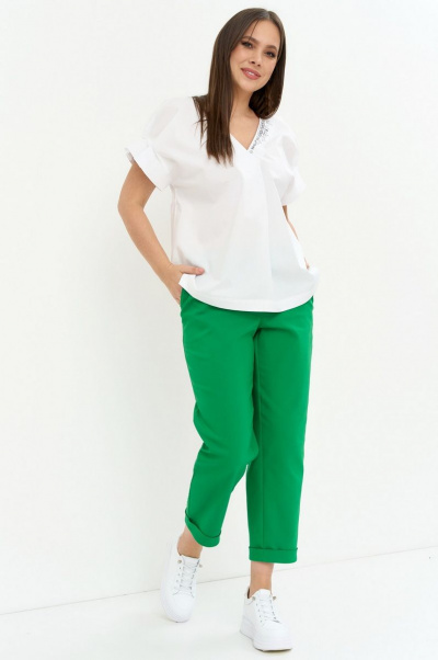 Блуза, брюки Магия моды 2233 белый-зеленый - фото 1