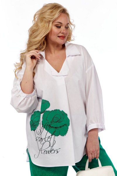 Блуза, брюки VIA-Mod 548 белый+зеленый - фото 3