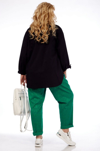 Блуза, брюки VIA-Mod 548 черный+зеленый - фото 4