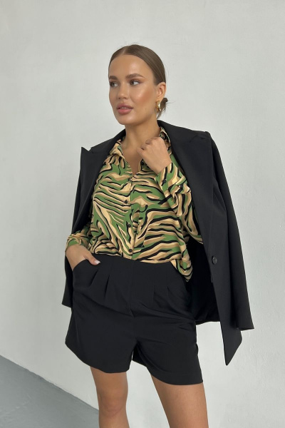 Блуза THE.WOMAN 0042 беж-зелень - фото 5
