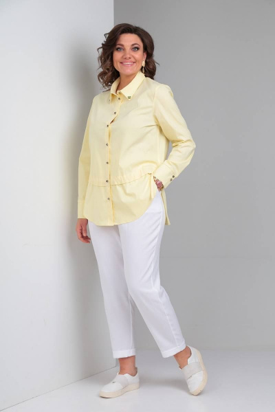 Брюки, рубашка LadisLine 1296 желтый+белый - фото 6