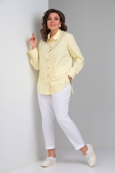 Брюки, рубашка LadisLine 1296 желтый+белый - фото 5