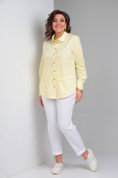 Брюки, рубашка LadisLine 1296 желтый+белый - фото 3