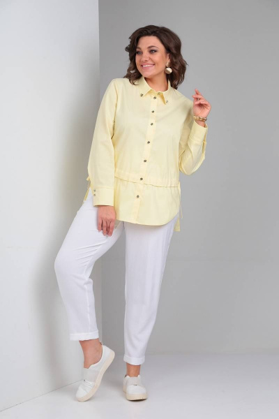 Брюки, рубашка LadisLine 1296 желтый+белый - фото 2