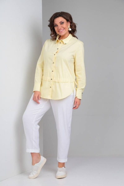 Брюки, рубашка LadisLine 1296 желтый+белый - фото 1