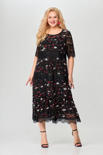 Платье Svetlana-Style 1505 черный+красные_цветы - фото 1