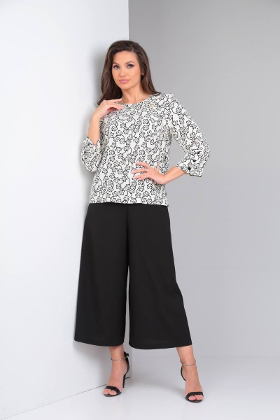 Блуза, кюлоты SVT-fashion 579 цветы/черный - фото 1