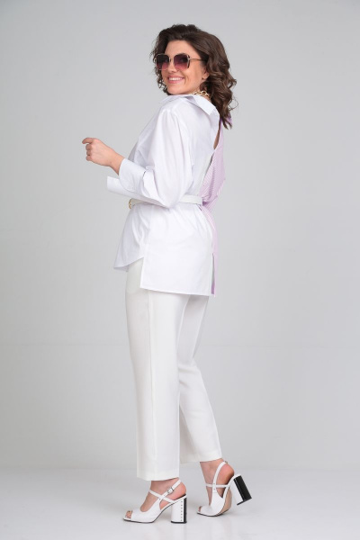 Рубашка ALEZA 1130 бело-розовый - фото 4