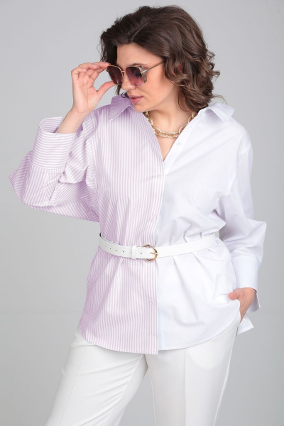 Рубашка ALEZA 1130 бело-розовый - фото 3