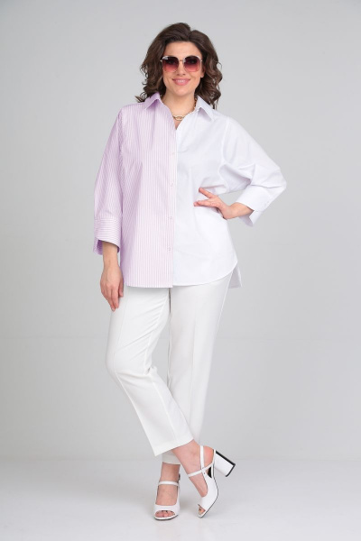 Рубашка ALEZA 1130 бело-розовый - фото 1