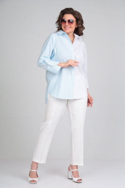 Рубашка ALEZA 1130 бело-голубой - фото 3