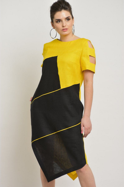 Платье MALI 498 желто-черное - фото 3