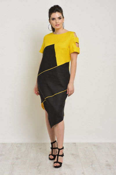 Платье MALI 498 желто-черное - фото 1