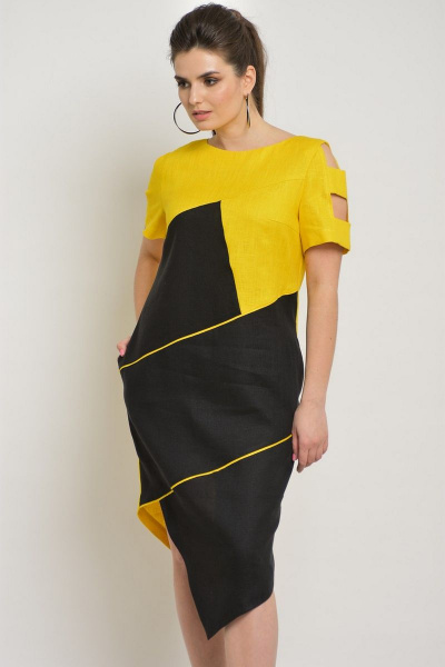 Платье MALI 498 желто-черное - фото 4