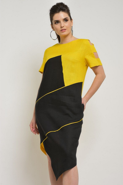 Платье MALI 498 желто-черное - фото 5